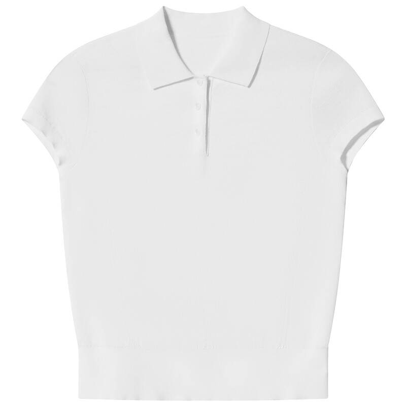 LANCY/朗姿2026夏季新款时尚POLO领修身短款针织衫短袖上衣T恤女