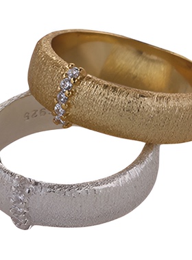 情侣S925纯银中古法式轻奢戒指