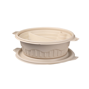 一次性四格餐盒外卖打包盒玉米淀粉饭盒五格盒圆形汤碗可降解多格