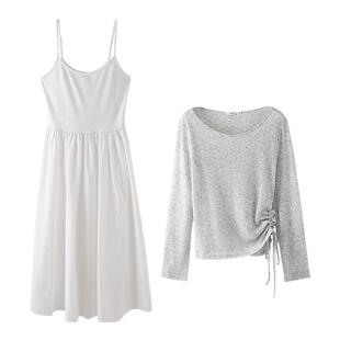 三福连衣裙套装2025新款早秋季气质吊带裙子罩衫两件套女装503624