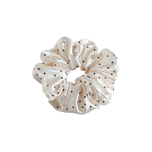 温柔法式~小众复古缎面波点大肠圈丸子头皮筋发绳头绳高级感头饰