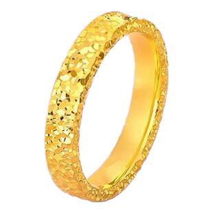 碎碎冰金戒指金包银女素圈实心碎金指环情侣款对戒送女友生日礼物