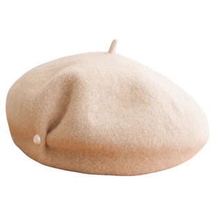 韩版羊毛呢珍珠贝雷帽子女秋冬季优雅贵气画家帽保暖气质女显脸小