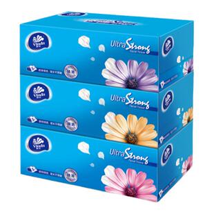 维达硬盒抽纸巾V2218盒装加厚抽纸130抽三层面巾纸餐纸巾12提36盒