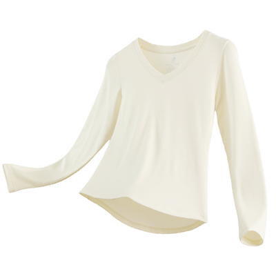 v领打底衫女白色长袖t恤秋冬内搭