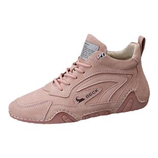 公羊运动女鞋2025年新款春秋季真皮短靴女法式高级感软底马丁靴子