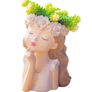 创意多肉盆栽新款网红高颜值创意大号人物少女心艺术盆栽摆件可爱