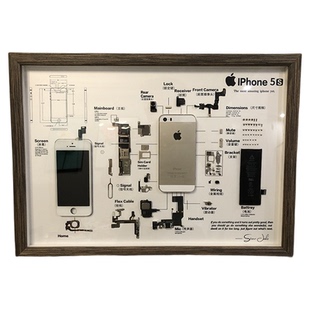 iPhone手机拆机装裱画框标本零件模型拆解收藏展示中空立体相框架