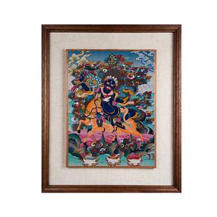 藏村吉祥天母手绘唐卡天然矿物颜料客厅室内玄关装饰挂画壁画摆件