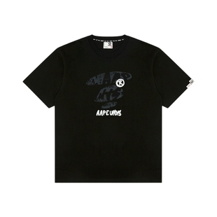 Aape旗舰店男装秋冬猿人字母印花休闲潮流短袖T恤1753XXP