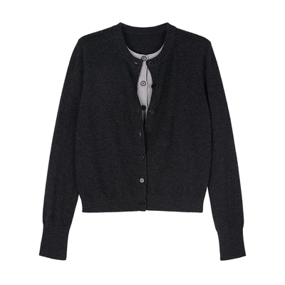 康赛妮假两件羊绒羊毛开衫