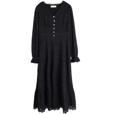 甜美减龄高腰钉珠性感蕾丝连衣裙