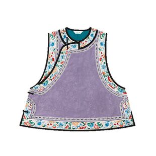 织造司[宴妩]原创清汉女无袖厂领坎肩提花马甲改良宋裤马面裙套装