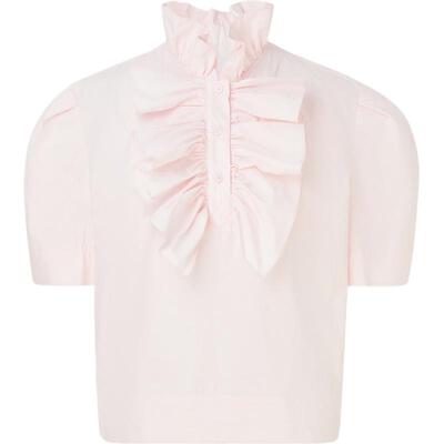 【38开门红】Pushbutton 女荷叶边棉质别致小上衣女衫