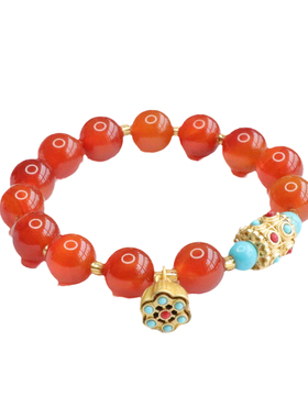 天然红玛瑙多子多福莲蓬流苏diy手串玉髓手链珠宝民族风手饰品