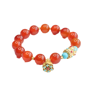 天然红玛瑙多子多福莲蓬流苏diy手串玉髓手链珠宝民族风手饰品