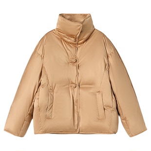 *WYR06122 茉莉雅集新中式缎面防水可追溯95白鹅绒盘扣短款羽绒服