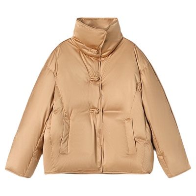 *WYR06122 茉莉雅集新中式缎面防水可追溯95白鹅绒盘扣短款羽绒服