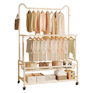 衣架落地卧室挂衣架出租房间多功能衣帽架毛巾衣服双层凉晒置物架