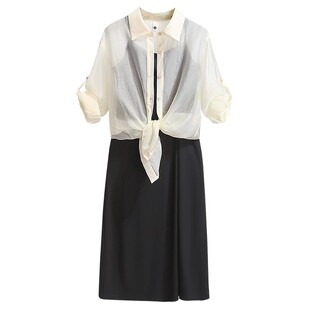 天丝薄款防晒衬衫吊带连衣裙女2026夏季新款今年流行的漂亮两件套