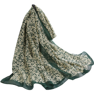 丝巾女春夏时尚轻薄款围巾长款小纱巾防晒披肩妈妈款碎花中年装饰