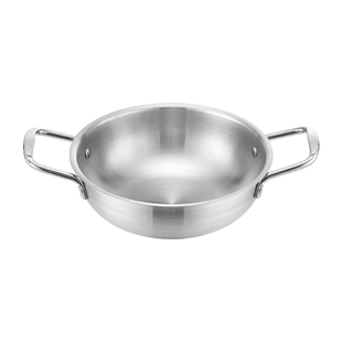 韩式不锈钢泡面锅单人小火锅金色双耳干锅锅仔家用燃气汤锅海鲜锅