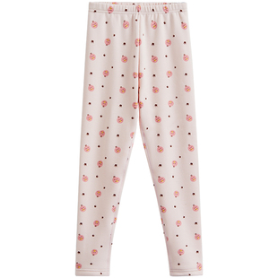 红豆女童保暖裤加厚加绒儿童秋裤冬季印花女孩宝宝棉毛裤打底衬裤