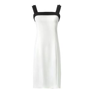 OFFIY-法式名媛 经典黑白拼色设计 优雅加宽缎带显瘦吊带连衣裙夏