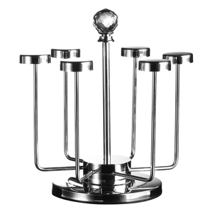 不锈钢旋转杯架玻璃水杯挂架沥水架啤酒杯倒挂收纳置物架子创意