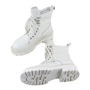 32真皮牛皮秋冬季新款撤柜粗跟厚底单里前系带时尚百搭女马丁靴