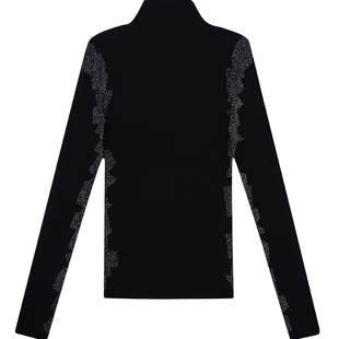 RSG2023郭培线上成衣品牌早秋修身显瘦银丝花边装饰打底针织毛衣