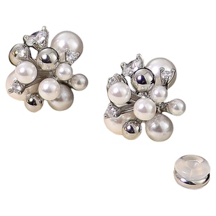 2026新款爆款轻奢高级感气质耳环清冷银球锆石珍珠烟花巨好看耳钉