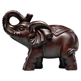 黑檀木大象雕刻摆件红木家居办公室木头象装饰工艺品开业新居送礼