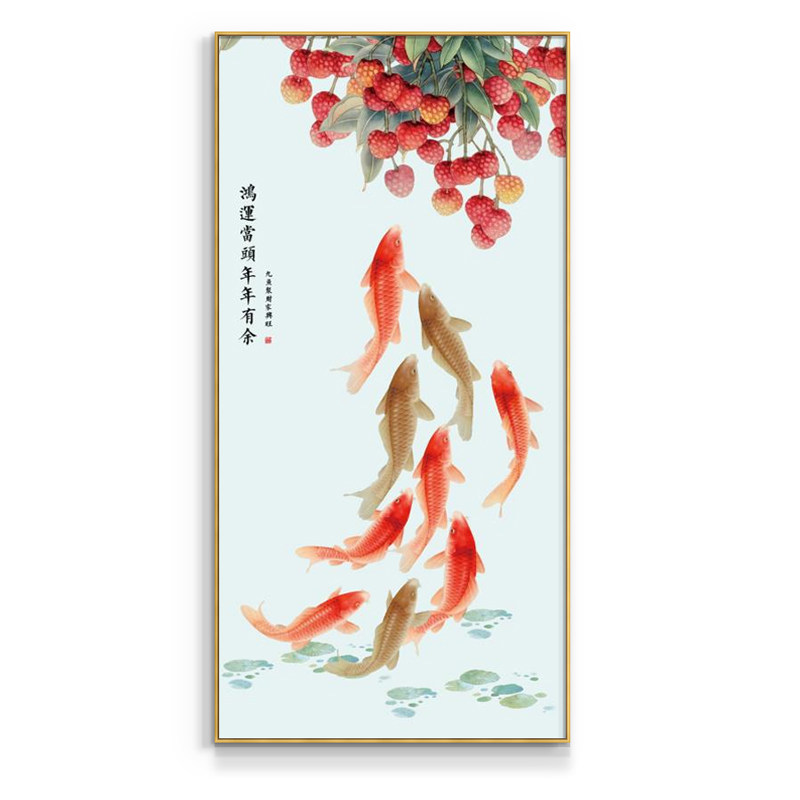 玄关客厅新中式鸿运当头装饰画竖