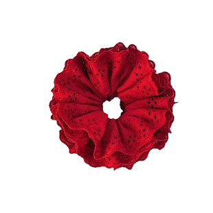 杨超越同款四层红色蕾丝花边大肠发圈女超大号头花头绳丸子头发绳