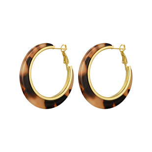 复古美拉德豹纹耳圈女简约夸张百搭纯银针耳饰通勤高级感耳环女