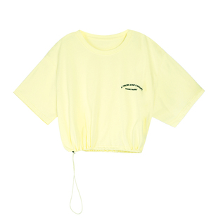 NEVA HU【现货6折】新宠Tee 美式短袖短款t恤女宽松束腰短款上衣