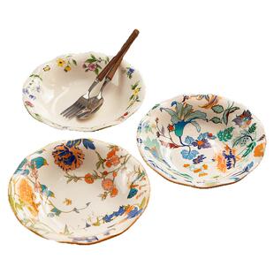 新中式中古风盘子家用菜盘碗碟餐具高级感高颜值漂亮好看的水果盘