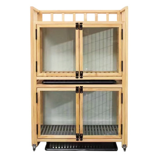 定制实木狗笼大中小型犬狗窝室内带厕所狗屋豪华子母笼玻璃狗别墅