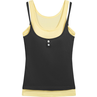 假两件撞色背心带可拆胸垫