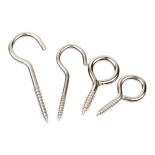 镀镍羊眼圈自攻螺丝钉挂钩吊环铁钩子羊眼木螺丝铁问号羊角五金钩