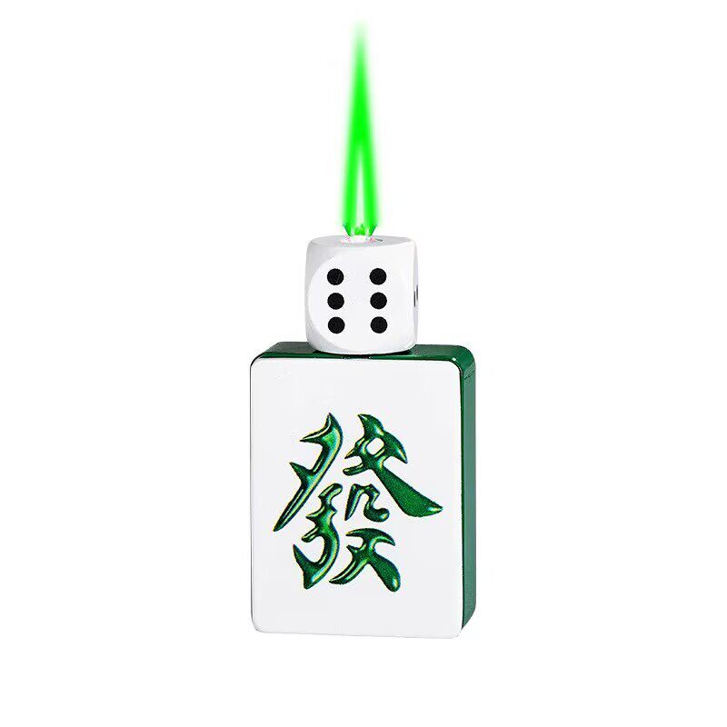 旋转骰子麻将充气防风打火机绿火