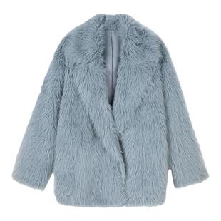 2024冬季年轻皮草女外套中长款西装领宽松网红炸街仿狐狸毛绒大衣