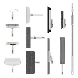 一杆多用清洁刷家用伸缩长柄地板刷玻璃刮水器晾衣撑缝隙除尘套装