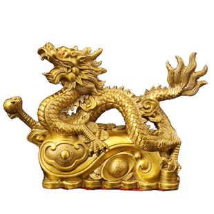 龙年如意龙黄铜摆件龙形工艺品家居客厅摆饰店铺桌面铜装饰品送礼