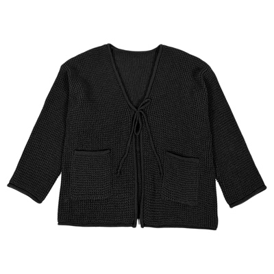 抽绳绑带落肩暗黑系毛衣