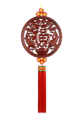 东阳实木雕刻香樟木装饰画福字