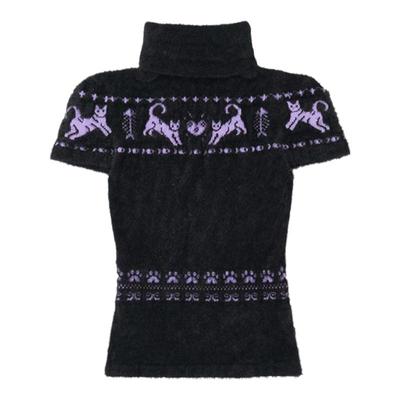 新款花朵提花兔毛短袖上衣