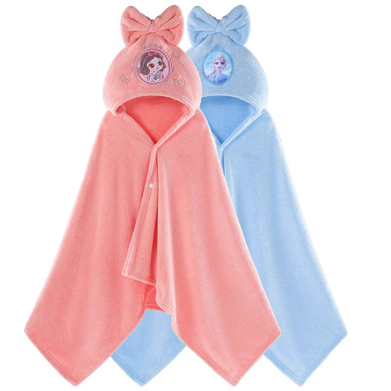 迪士尼爱莎公主儿童带帽斗篷宝宝连帽浴巾吸水速干女孩不掉毛浴袍