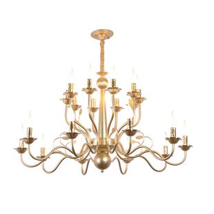 简约新款金色铁艺蜡烛吊灯简约客厅餐厅影楼创意民宿吊灯氛围灯具